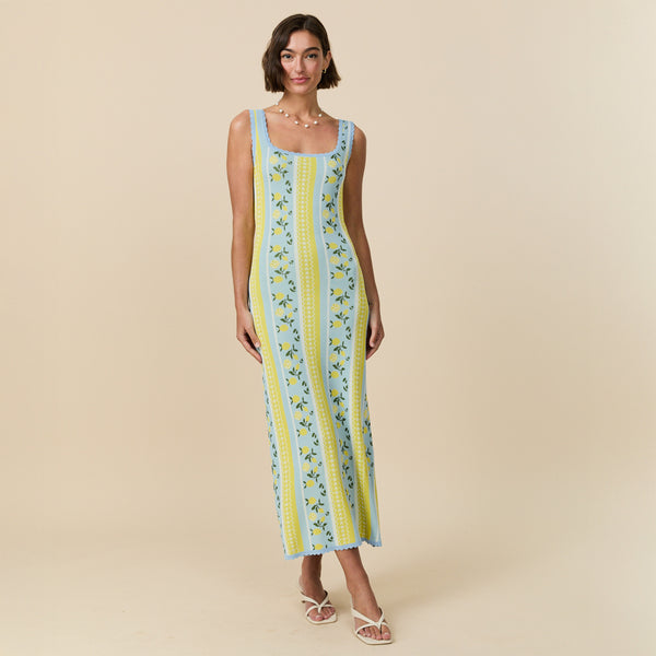 Rowing Blazers Women's Tank Knit Dress Lemon Isle