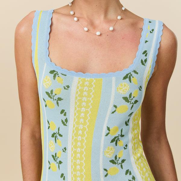 Rowing Blazers Women's Tank Knit Dress Lemon Isle