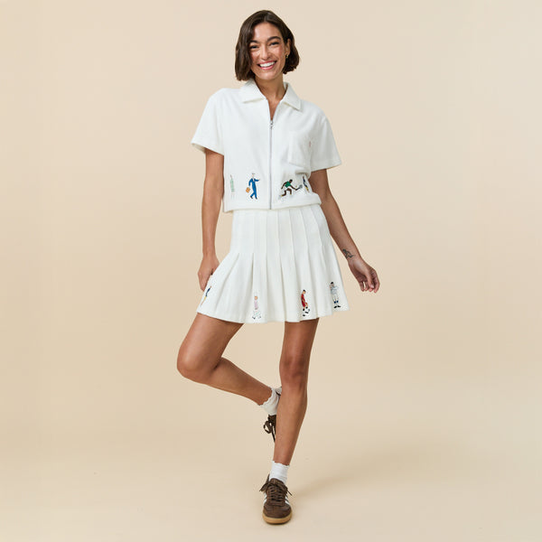 Rowing Blazers Women's Terry Pleated Skirt White