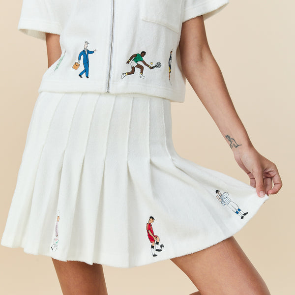 Rowing Blazers Women's Terry Pleated Skirt White