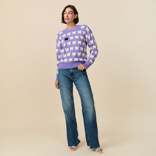 Rowing Blazers Warm & Wonderful Women's Fitted "Diana Edition" Cotton Sheep Sweater Lavender