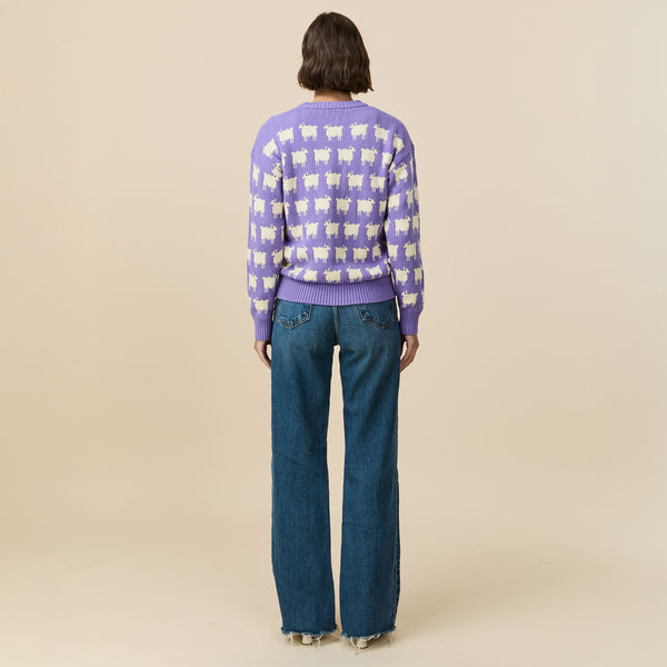 Rowing Blazers Warm & Wonderful Women's Fitted "Diana Edition" Cotton Sheep Sweater Lavender