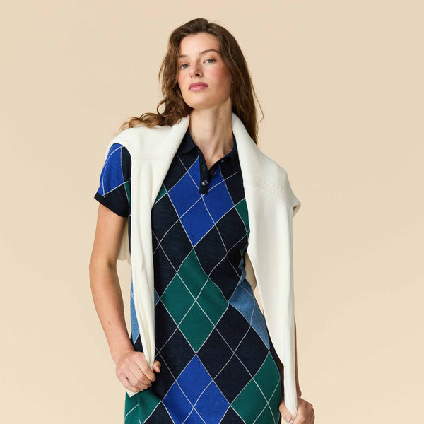 Rowing Blazers Women's Argyle Sweater Dress Blue Argyle