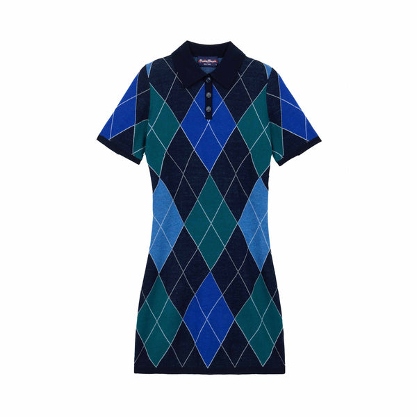rowing blazers Women's Argyle Sweater Dress Blue Argyle