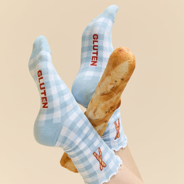 Rowing Blazers Women's Baguette Socks Blue/White Gingham