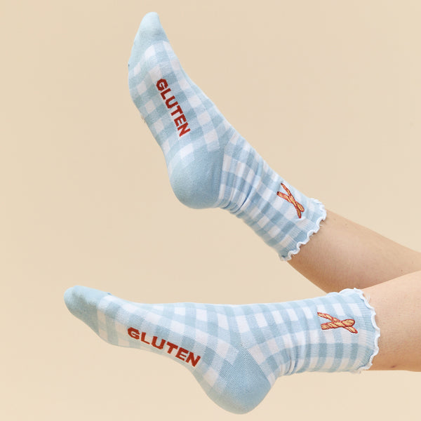 Rowing Blazers Women's Baguette Socks Blue/White Gingham
