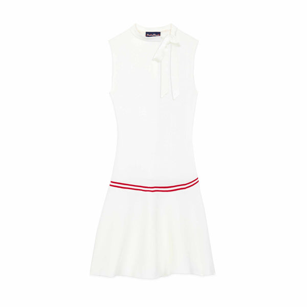 rowing blazers Women's Bow Neck Drop Waist Dress White