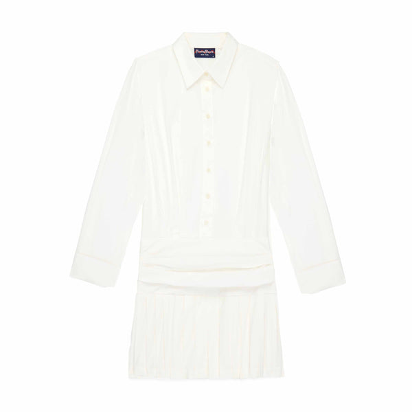 Rowing Blazers Women's Button Down Pleated Shirt Dress White