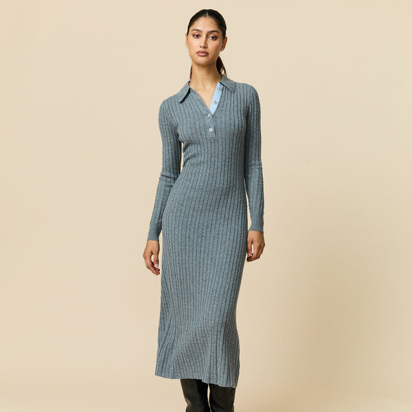 Rowing Blazers Women's Cable Cardigan Dress Heather Gray