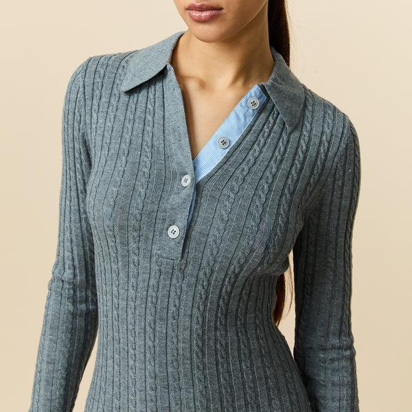 Rowing Blazers Women's Cable Cardigan Dress Heather Gray