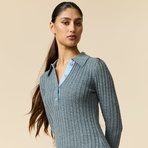 Rowing Blazers Women's Cable Cardigan Dress Heather Gray