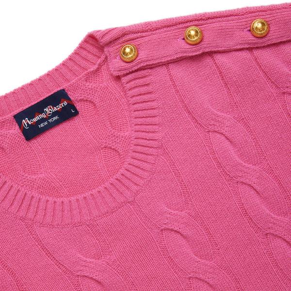 Rowing Blazers Women's Cableknit Cashmere Sweater Camellia Pink