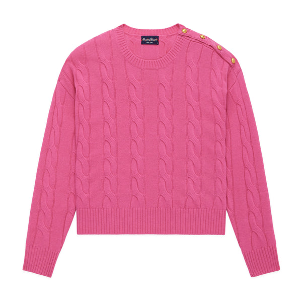 rowing blazers Women's Cableknit Cashmere Sweater Camellia Pink