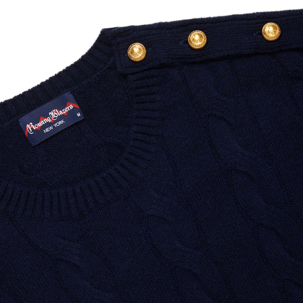 Rowing Blazers Women's Cableknit Cashmere Sweater Classic Navy