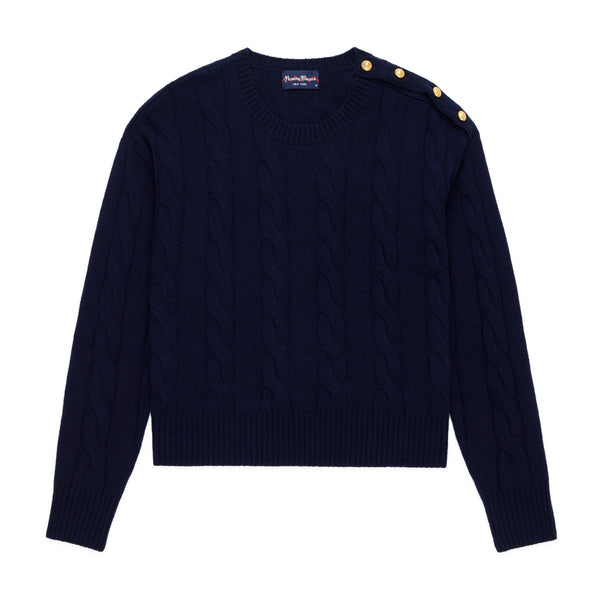 rowing blazers Women's Cableknit Cashmere Sweater Classic Navy