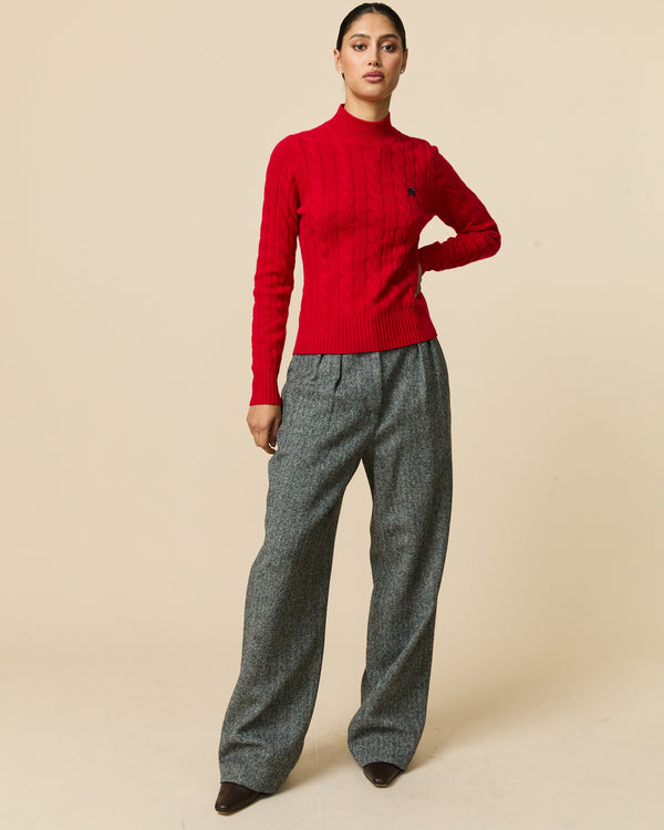 Rowing Blazers Women's Cashmere Cable Sheep Turtleneck Diana Red