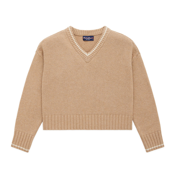 rowing blazers Women's Cashmere Callie V Neck Sweater Camel