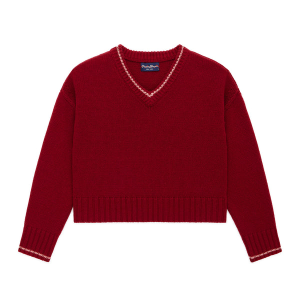 rowing blazers Women's Cashmere Callie V Neck Sweater Wine