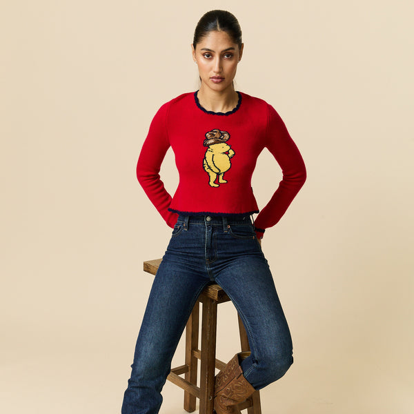 Rowing Blazers Women's Cashmere First Rodeo Pooh Sweater Red