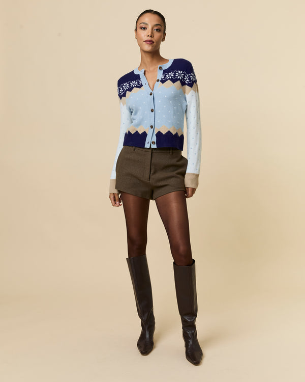 Rowing Blazers Women's Cashmere Holiday Fairisle Cardigan Blue