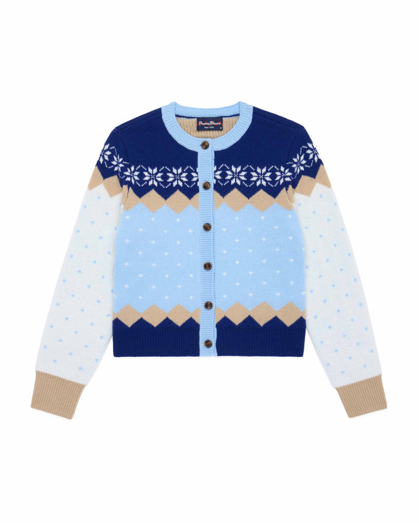 rowing blazers Women's Cashmere Holiday Fairisle Cardigan Blue