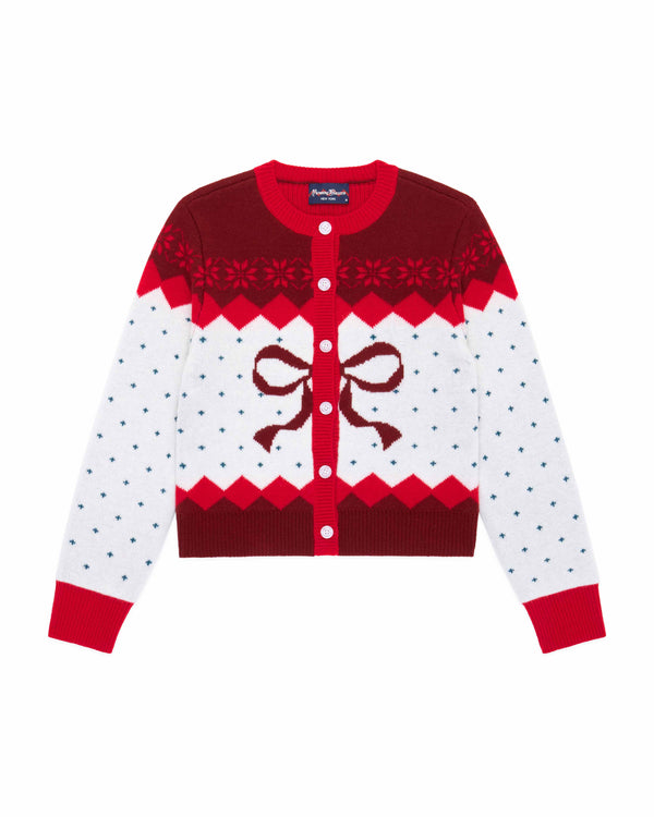 rowing blazers Women's Cashmere Holiday Fairisle Cardigan Red