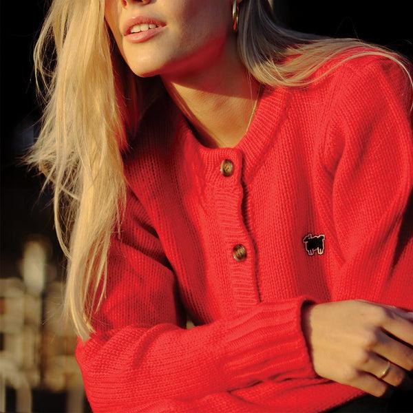 Rowing Blazers Women's Cashmere Sheep Cardigan Diana Red