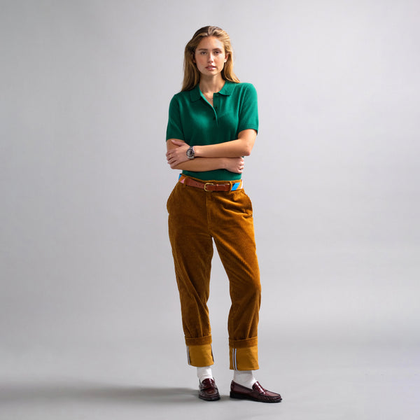 Rowing Blazers Women's Cashmere Sweater Polo Collegiate Green