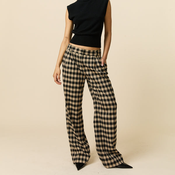 Rowing Blazers Women's Check Trousers Brown Black Check