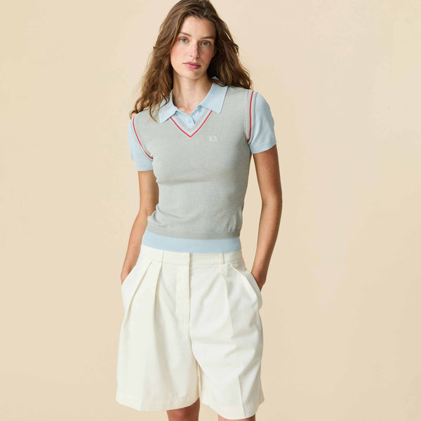 Rowing Blazers Women's Contrast Knit Layered Polo Blue