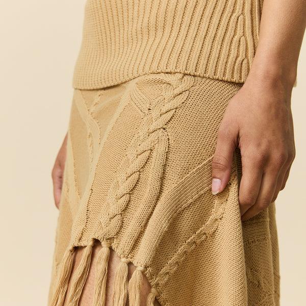 Rowing Blazers Women's Cotton Cable Fringe Skirt Camel