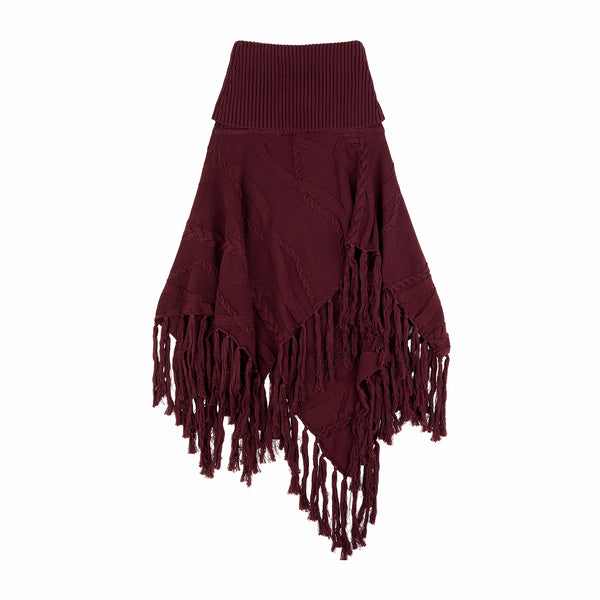 rowing blazers Women's Cotton Cable Fringe Skirt Wine