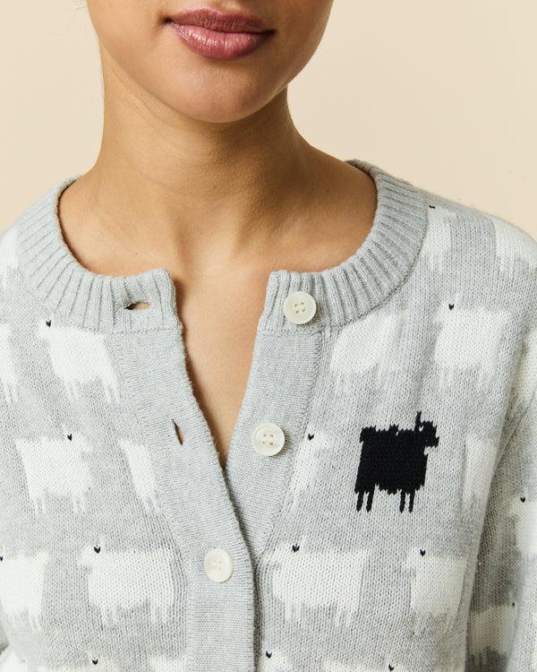 Rowing Blazers Women's Cotton Cropped Sheep Cardigan Heather Gray