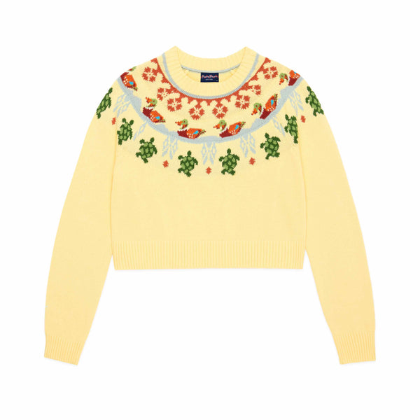 rowing blazers Women's Cotton Fairisle Cropped Sweater Yellow