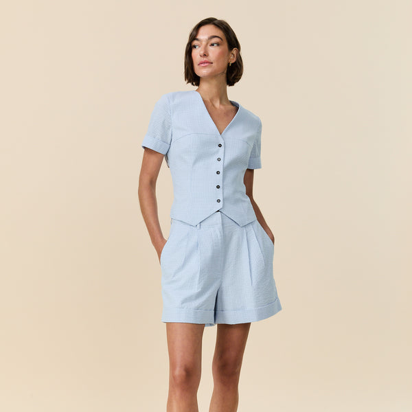 Rowing Blazers Women's Cotton Gingham Shorts Blue/White Gingham
