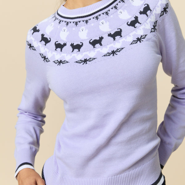 Rowing Blazers Women's Cotton Halloween Fairisle Sweater Purple