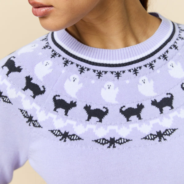 Rowing Blazers Women's Cotton Halloween Fairisle Sweater Purple