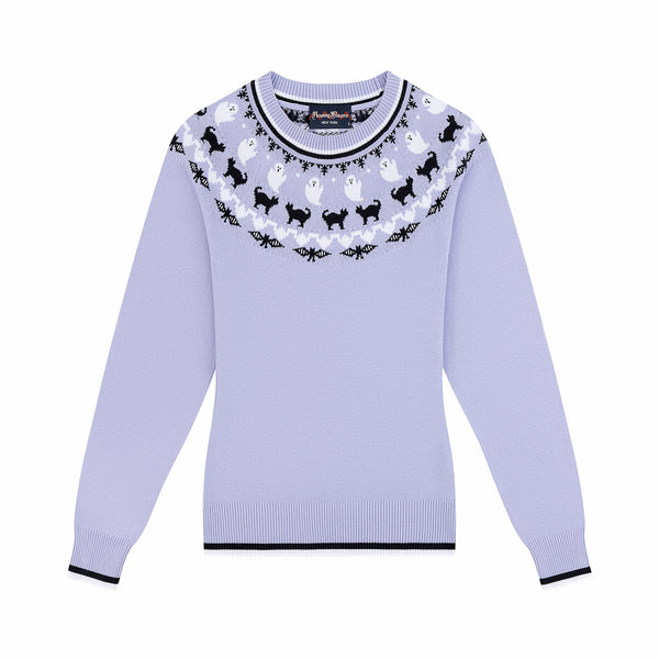 rowing blazers Women's Cotton Halloween Fairisle Sweater Purple