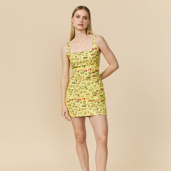 Rowing Blazers Women's Cotton Linen Mini Skirt NYC Map Print