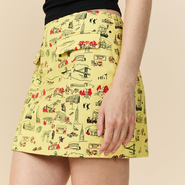 Rowing Blazers Women's Cotton Linen Mini Skirt NYC Map Print