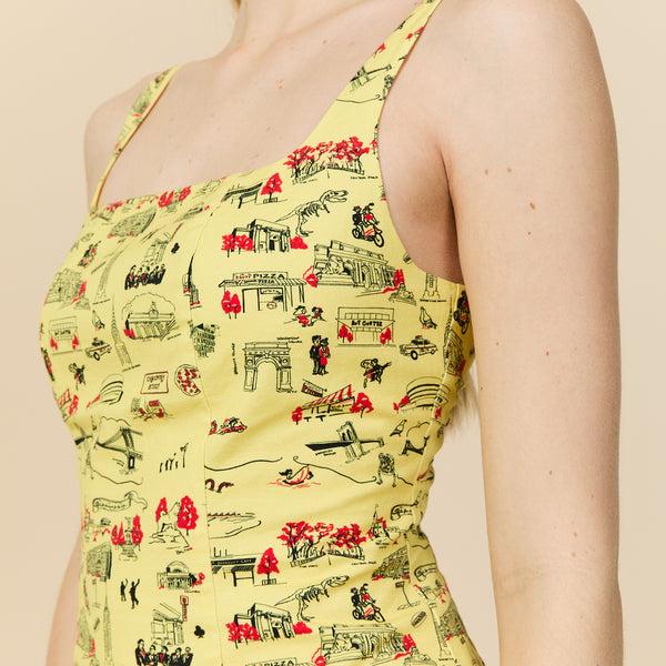 Rowing Blazers Women's Cotton Linen Top NYC Map Print