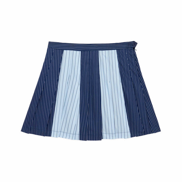 rowing blazers Women's Cotton Pleated Mini Skirt Blue Mixed Pinstripe