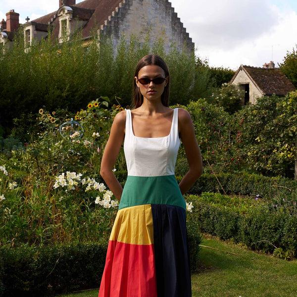 Rowing Blazers Women's Cotton Poplin Pleated Dress Colorblock