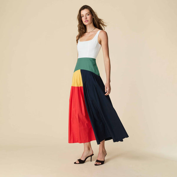 Rowing Blazers Women's Cotton Poplin Pleated Dress Colorblock