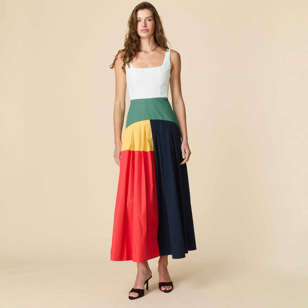 Rowing Blazers Women's Cotton Poplin Pleated Dress Colorblock