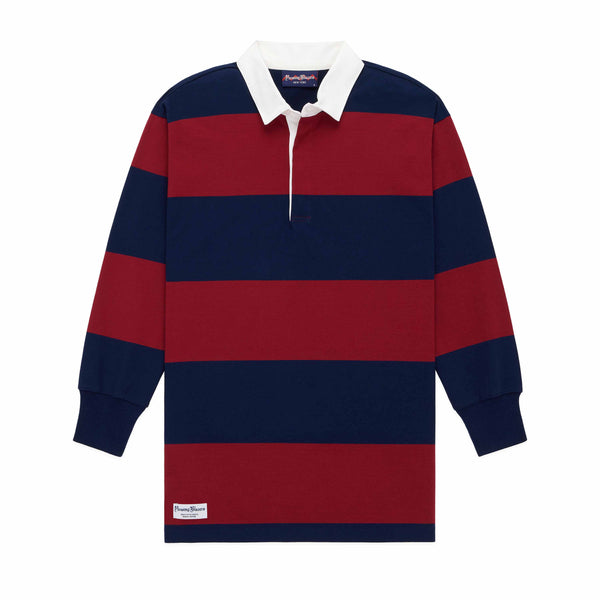 rowing blazers Women's Cotton Stripe Rugby Dress Navy Burgundy