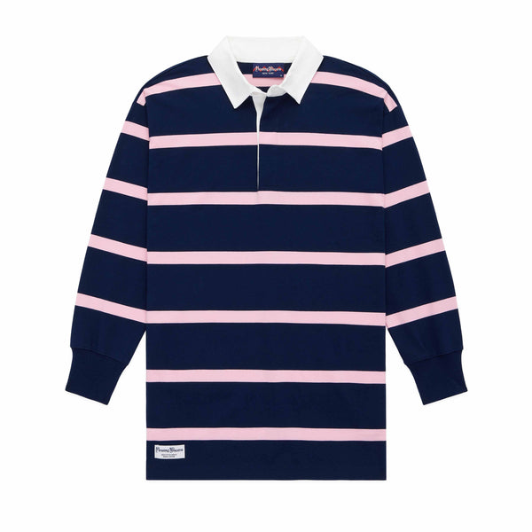 rowing blazers Women's Cotton Stripe Rugby Dress Pink and Navy