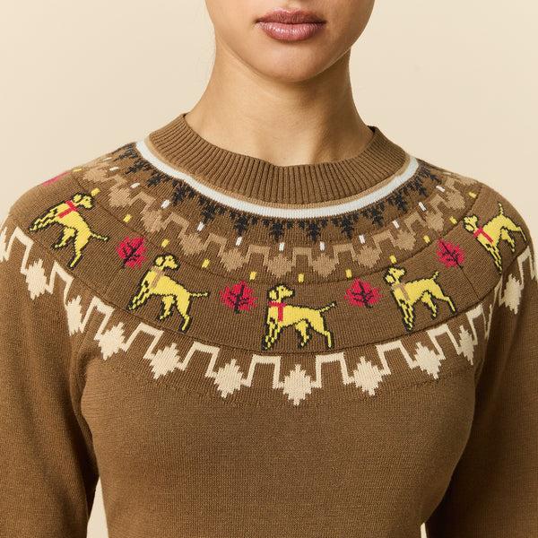 Rowing Blazers Women's Cotton Thanksgiving Fairisle Sweater Brown