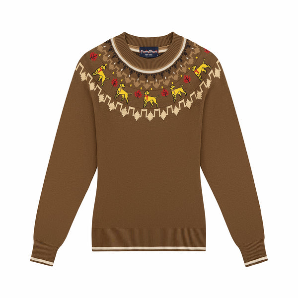 rowing blazers Women's Cotton Thanksgiving Fairisle Sweater Brown