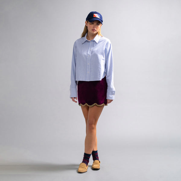 Rowing Blazers Women's Cropped Oxford Shirt Light Blue Stripe